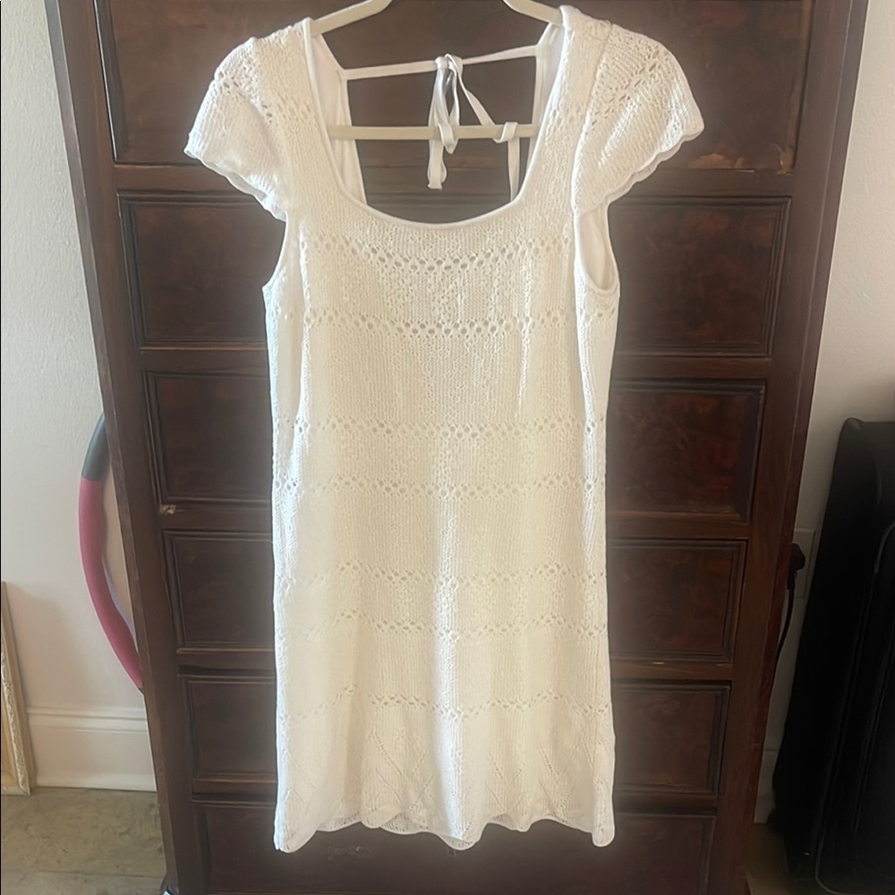 LoveShackFancy White crochet Mini Dress